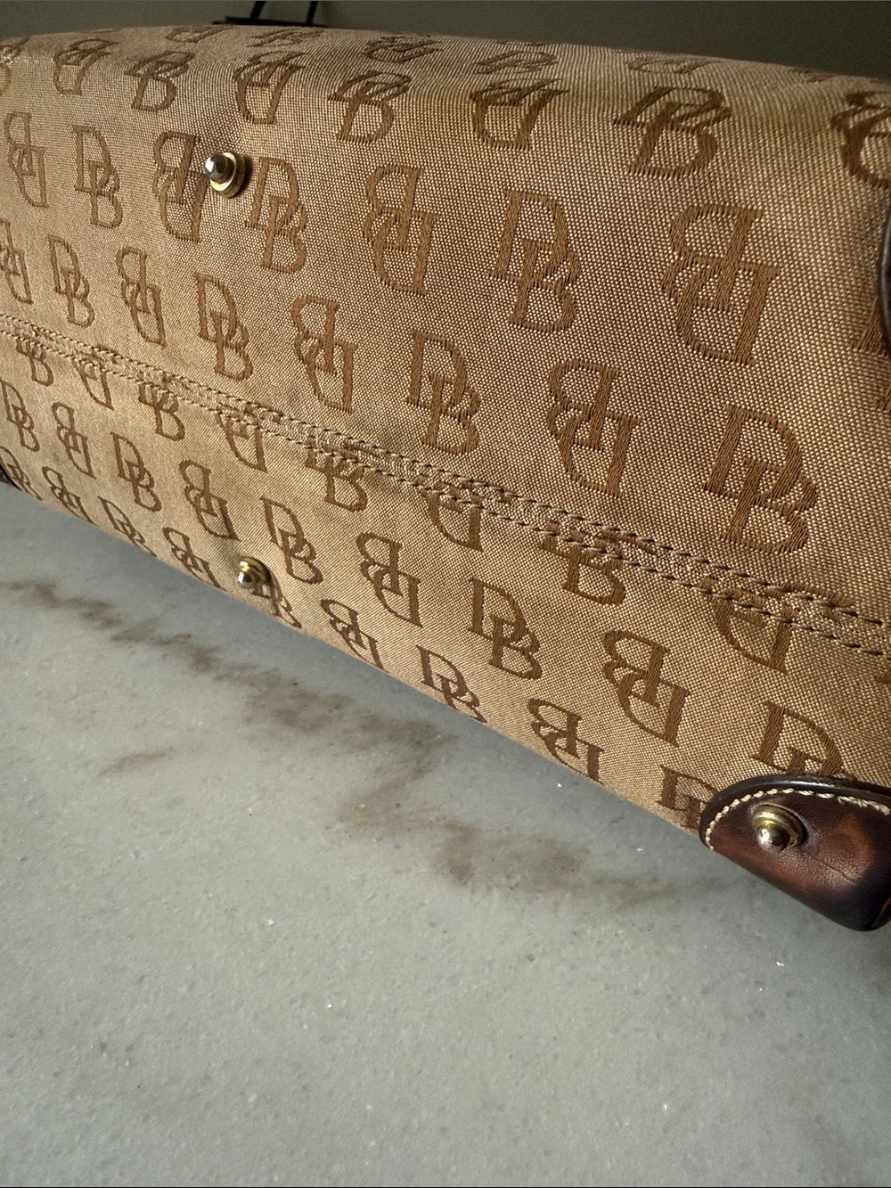 Dooney & Bourke Tan and Dark Brown Signature Shoulder Bag - Picture 7 of 13